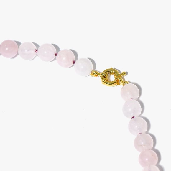 14K Gold Filled Rose Quartz Hand Knotted Long Layering Necklace - Picture 4 of 4